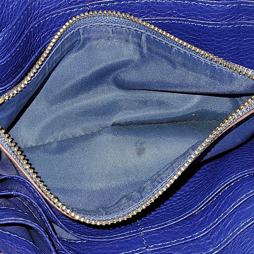 Tory Burch Royal Blue Leather Zip-Around Wallet with Tassel Pull - Picture 10 of 12